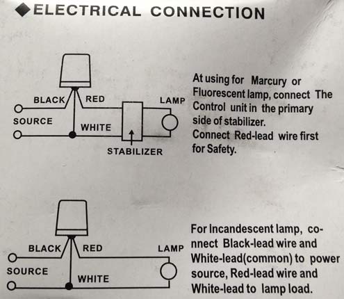 Anschluss D�mmerungssensor 12 Volt DC